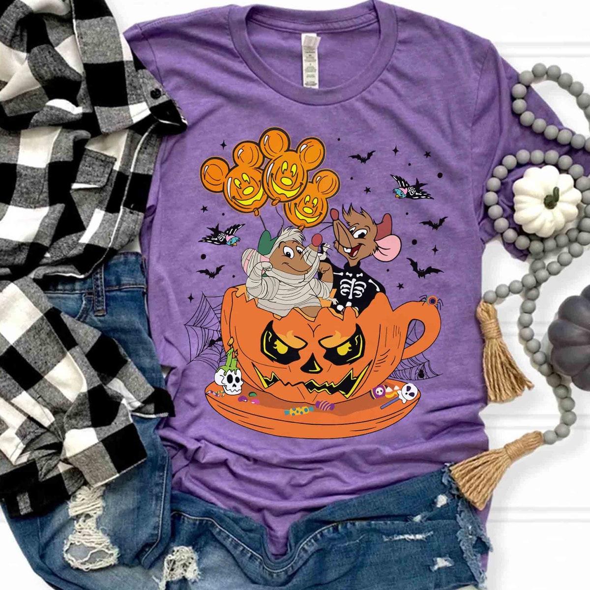 Jaq And Gus Tea Cup Balloons Halloween Shirt 3