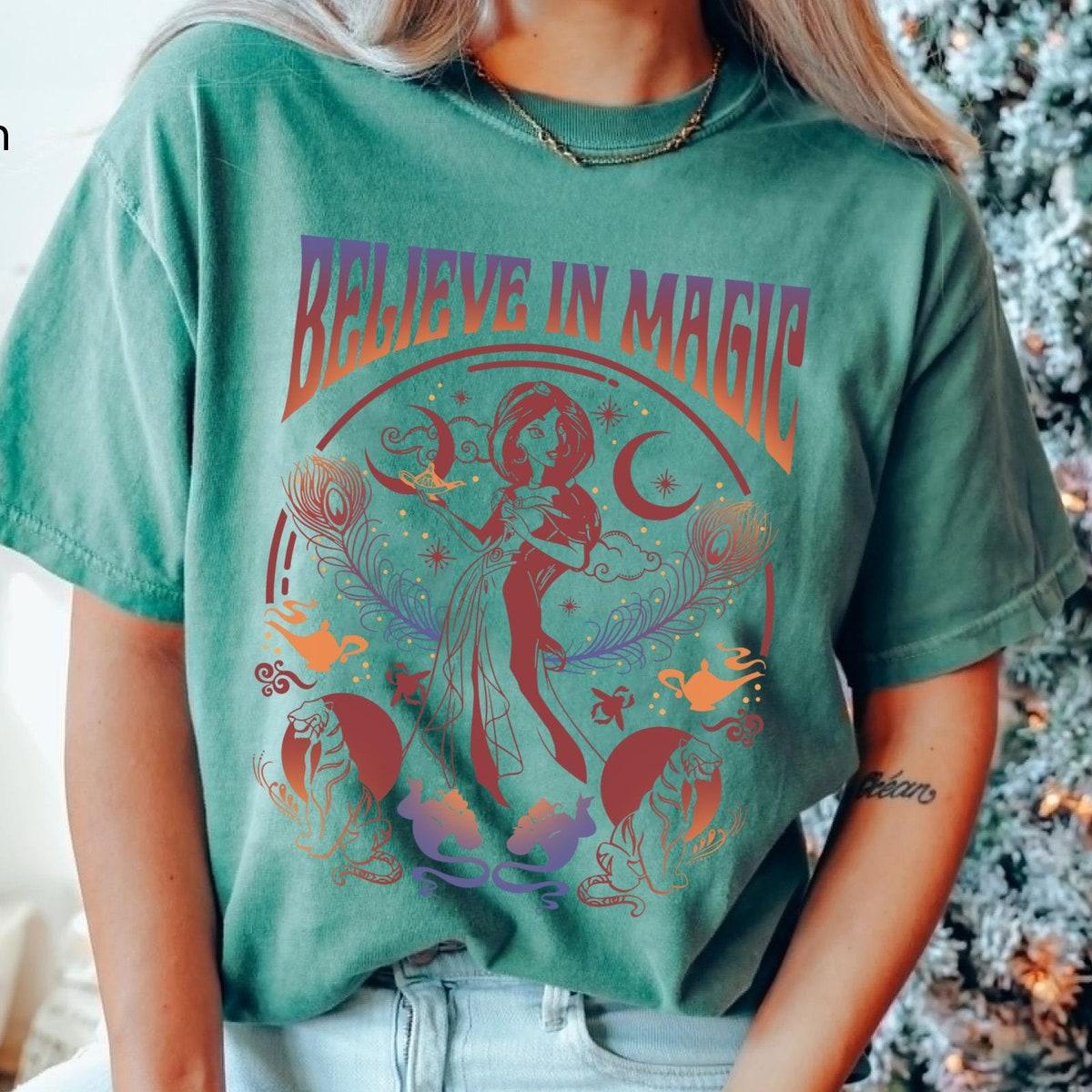 Jasmine Princess Believe In Magic Retro Aladdin Disney Shirt 4