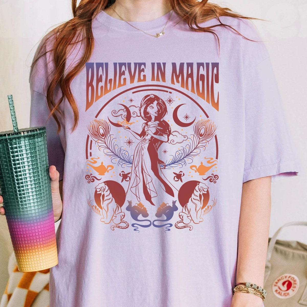 Jasmine Princess Believe In Magic Retro Aladdin Disney Shirt 5