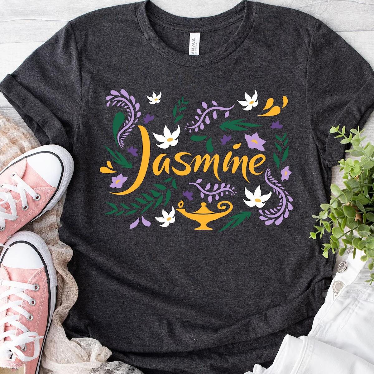 Jasmine Princesses Floral Flowers Aladdin Shirt 1