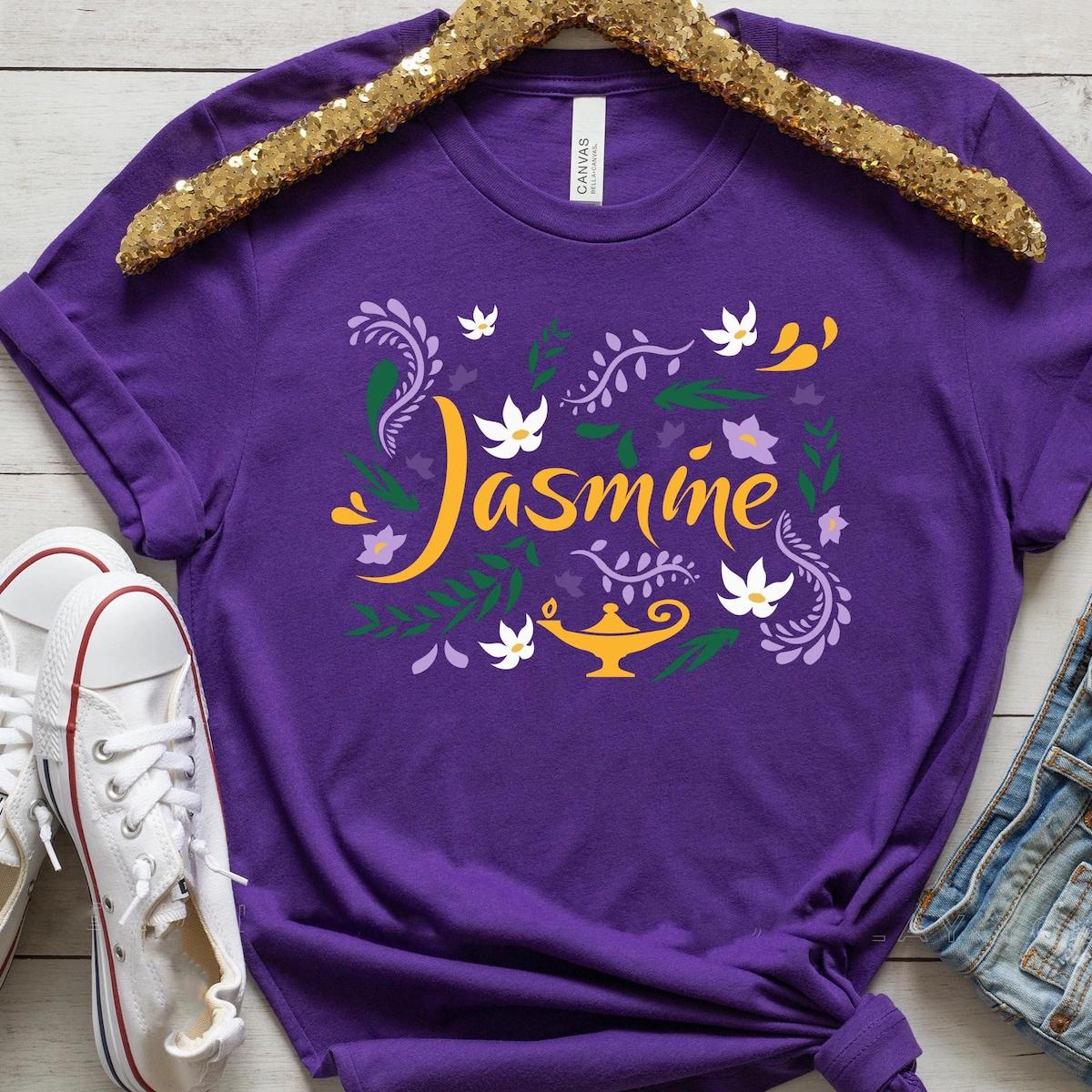 Jasmine Princesses Floral Flowers Aladdin Shirt 3