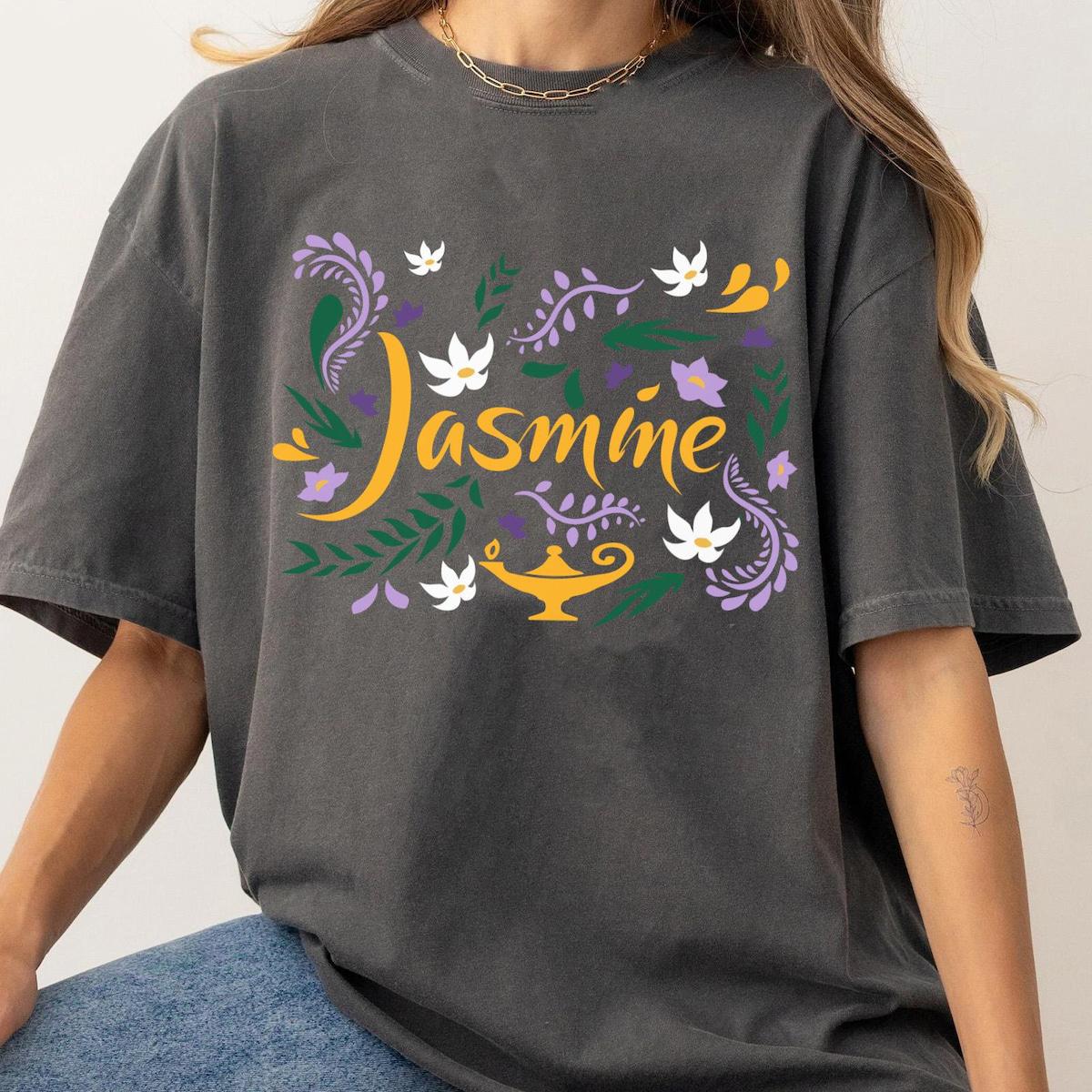 Jasmine Princesses Floral Flowers Aladdin Shirt 5