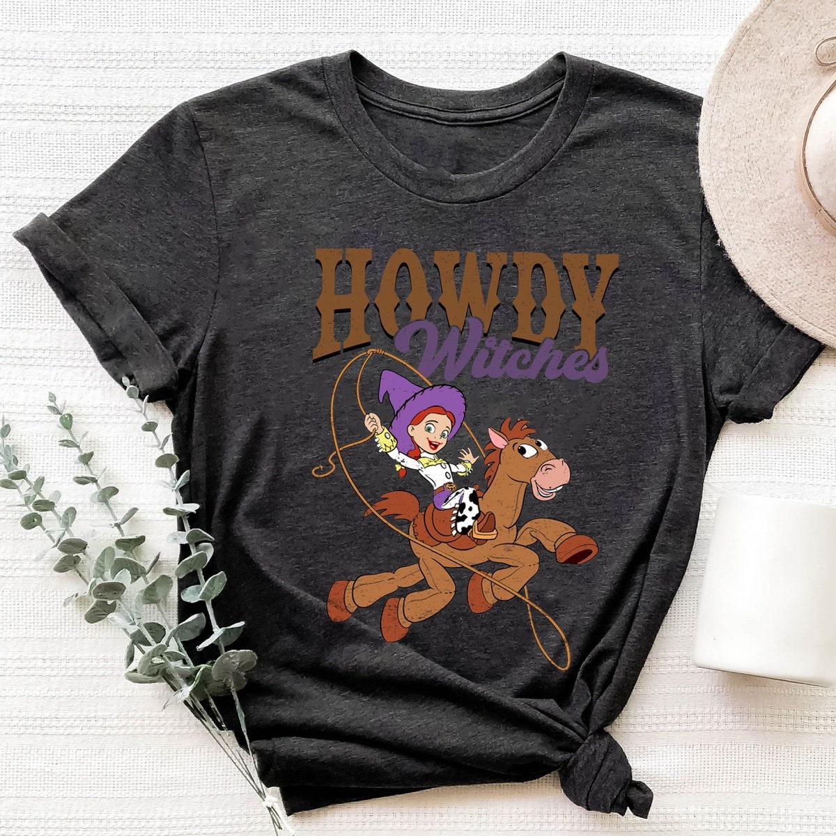 Jessie Ride Horse Howdy Witches Cowgirl Western Halloween Shirt 4