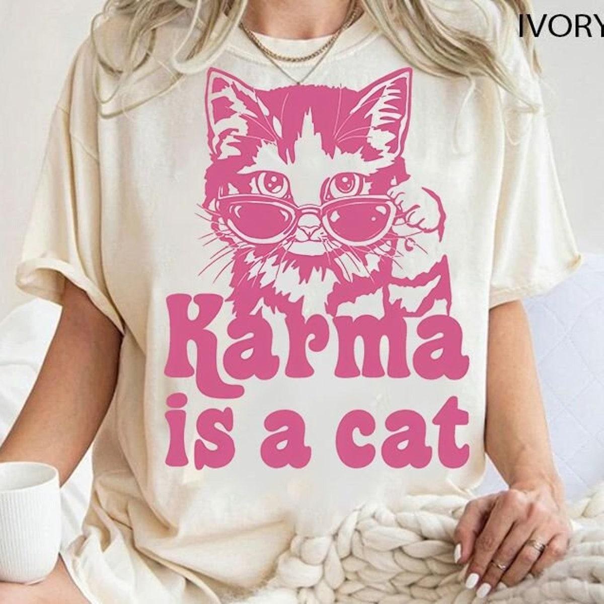 Karma Is A Cat Shirt Taylor Eras Cat Lover Tee 1