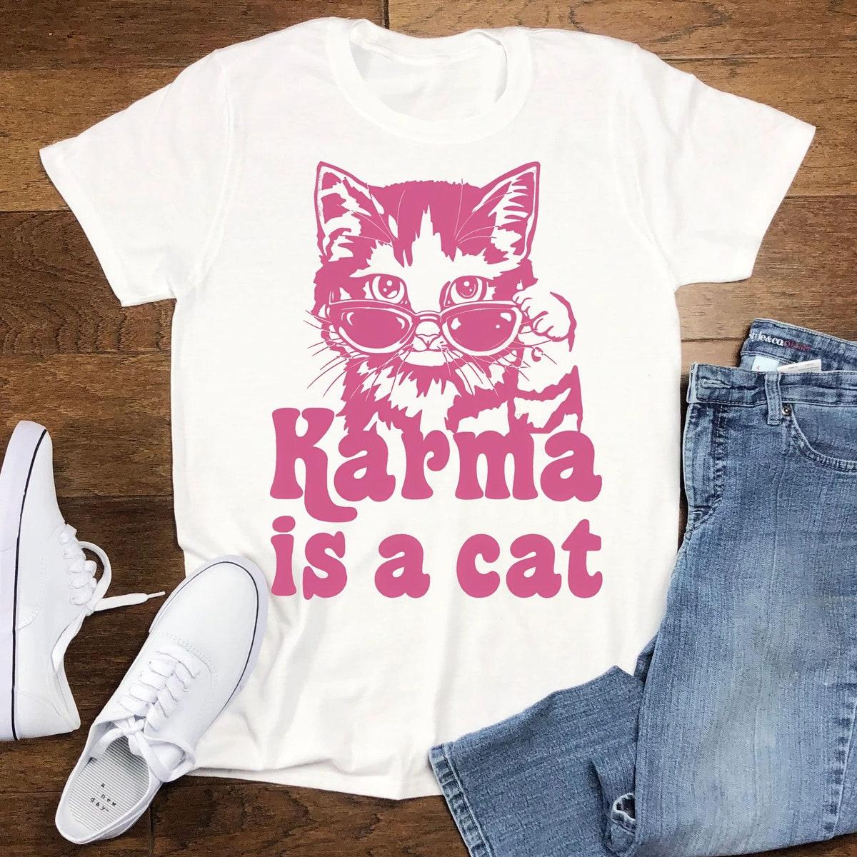 Karma Is A Cat Shirt Taylor Eras Cat Lover Tee 3