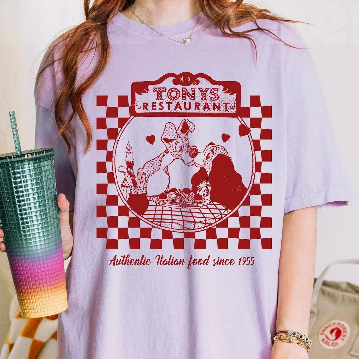 Lady And Tramp Tony's Restaurant Disney Couple Matching Shirt 2