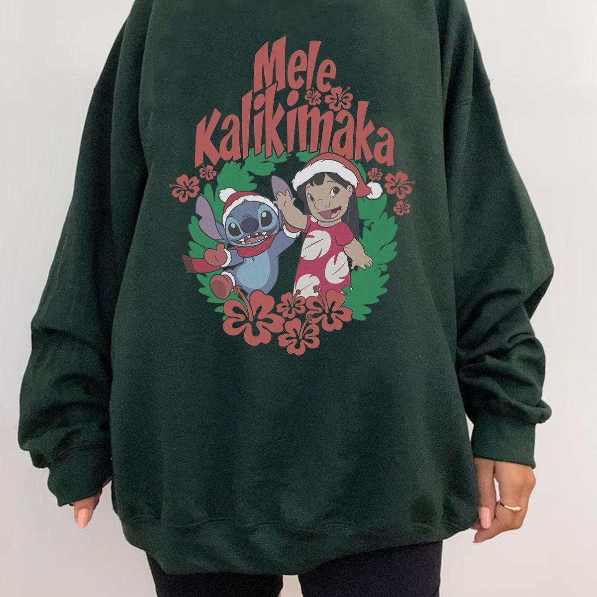 Lilo And Stitch Christmas Mele Kalikimaka Wreath Disney Shirt 5