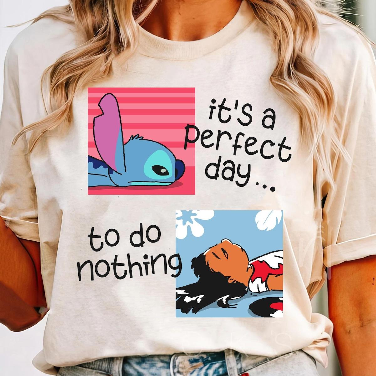 Lilo And Stitch It's A Perfect Day To Do Nothing Lazy Stitch Shirt 1