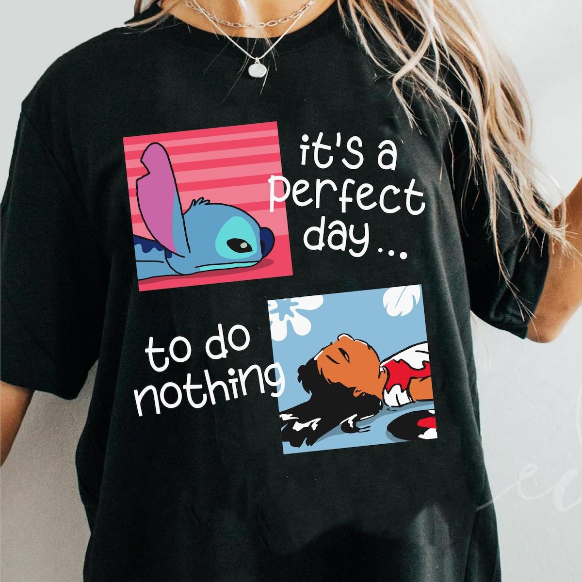 Lilo And Stitch It's A Perfect Day To Do Nothing Lazy Stitch Shirt 2