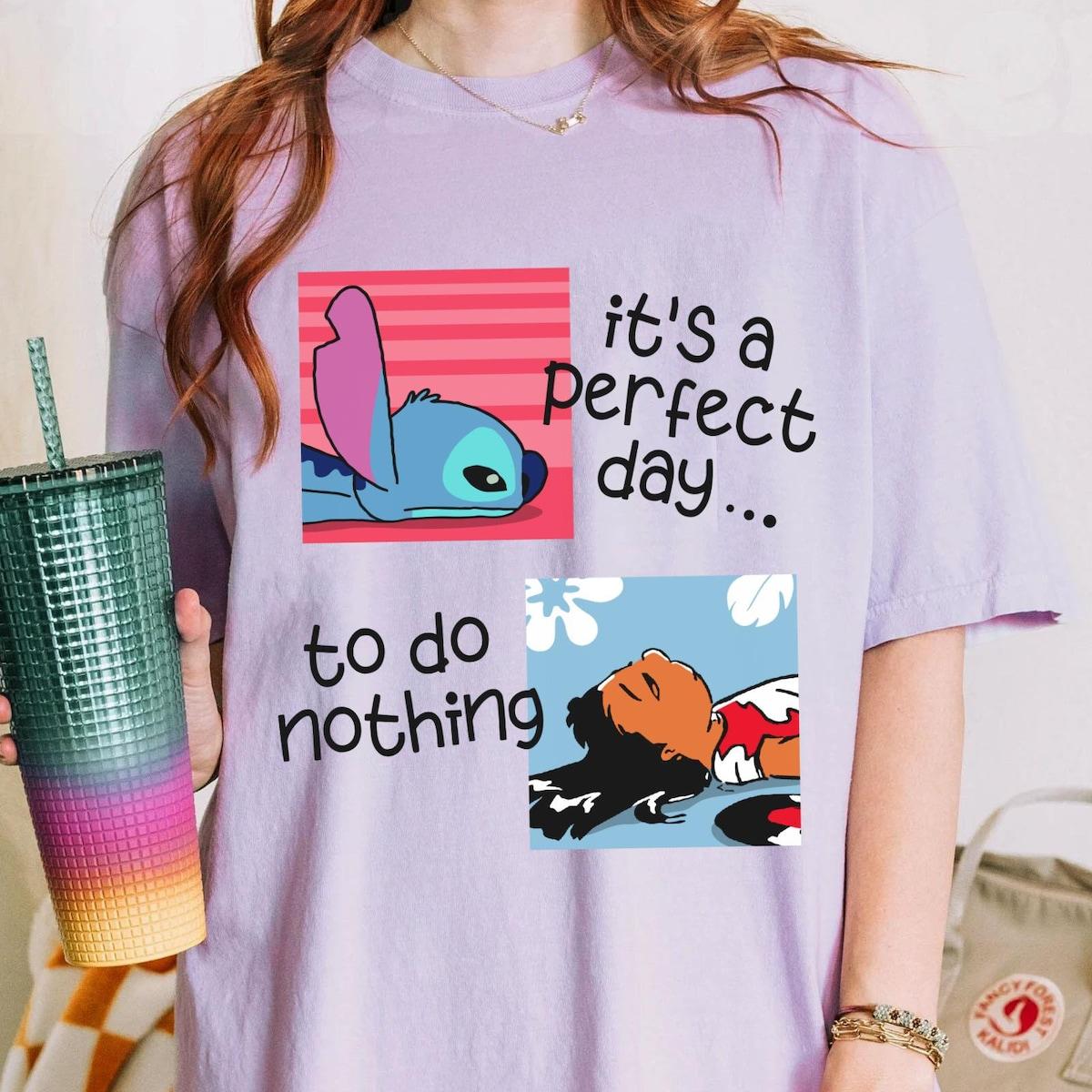 Lilo And Stitch It's A Perfect Day To Do Nothing Lazy Stitch Shirt 4