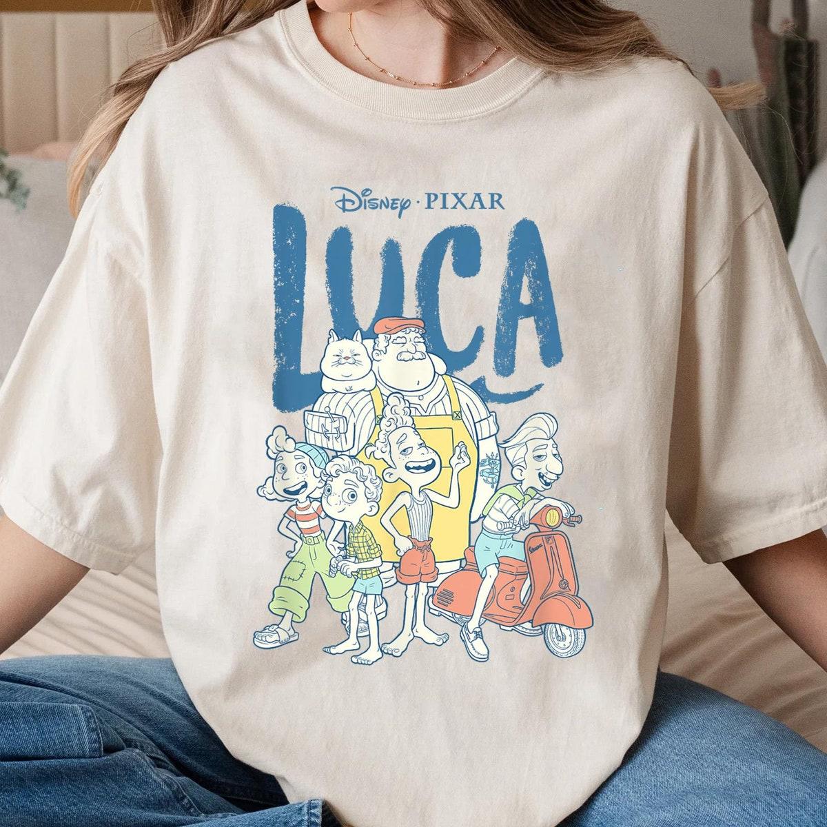 Luca Group Shot Logo Vintage Disney Friends Shirt 1