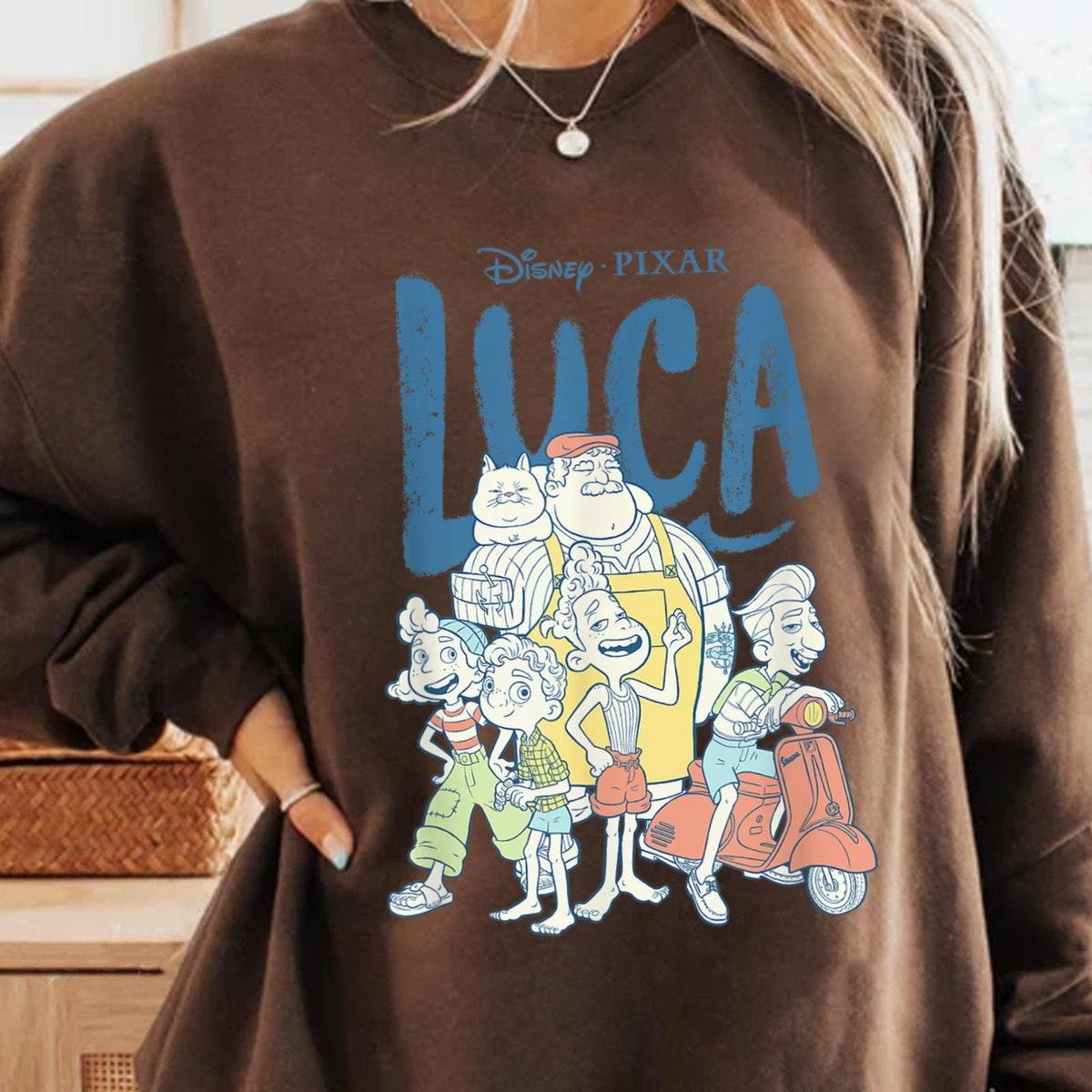 Luca Group Shot Logo Vintage Disney Friends Shirt 2