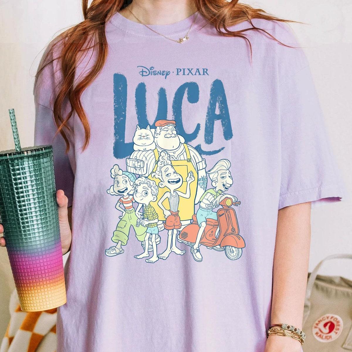 Luca Group Shot Logo Vintage Disney Friends Shirt 5