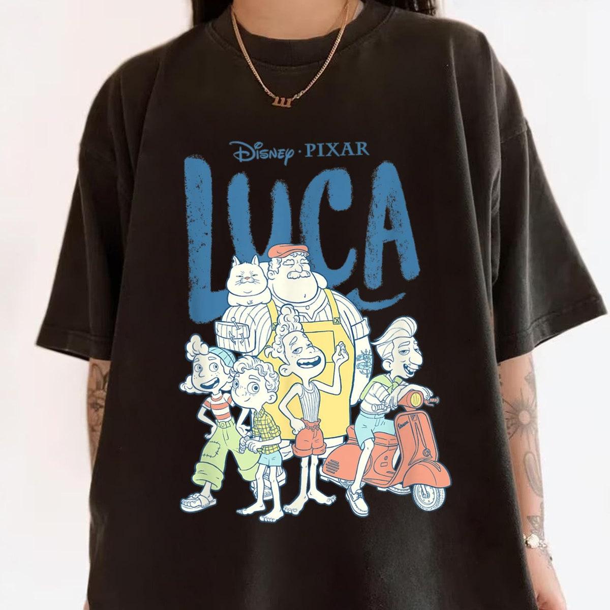 Luca Group Shot Logo Vintage Disney Friends Shirt 6