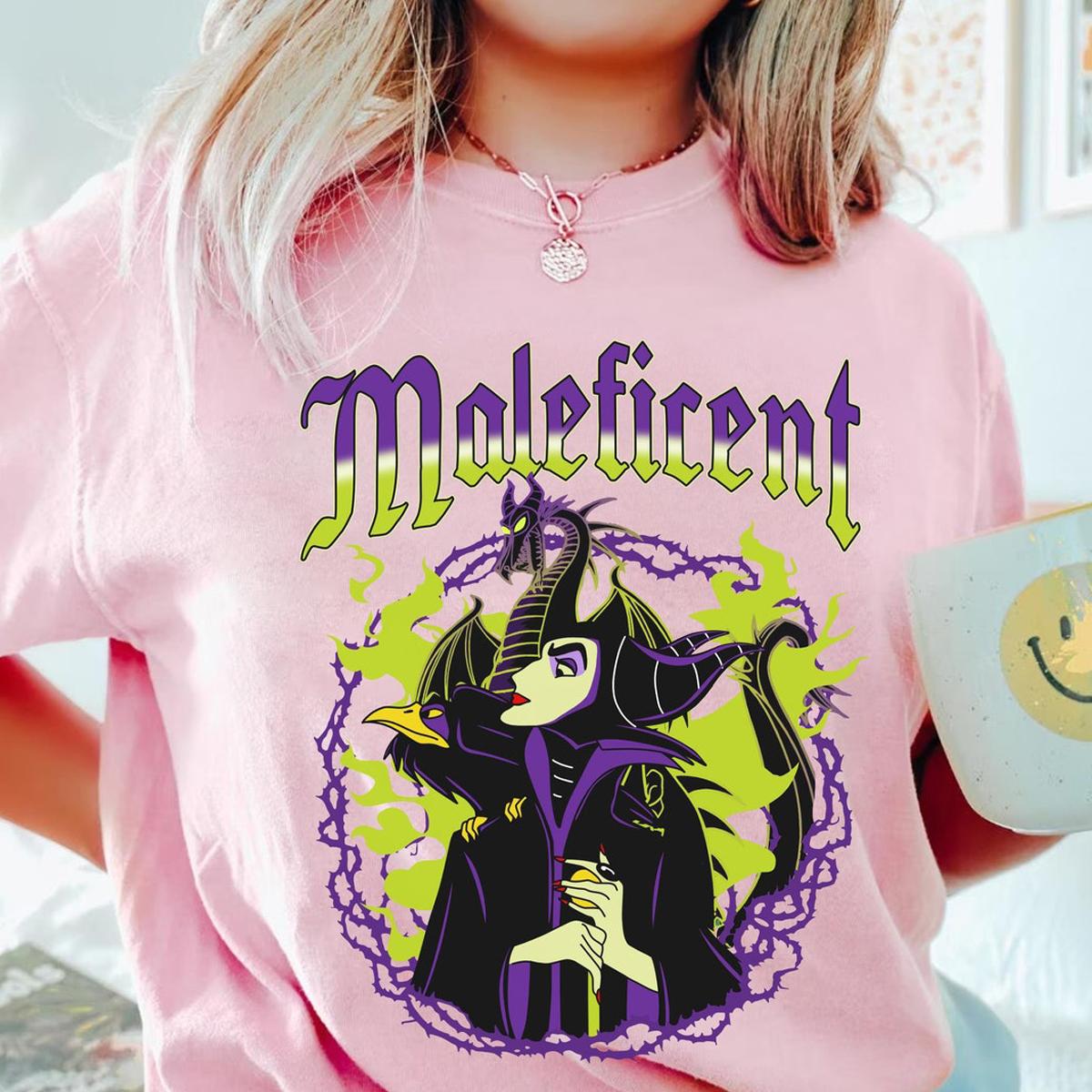 Maleficent Diablo Portrait Shirt Sleeping Beauty Villains Disney Washed Tee 4