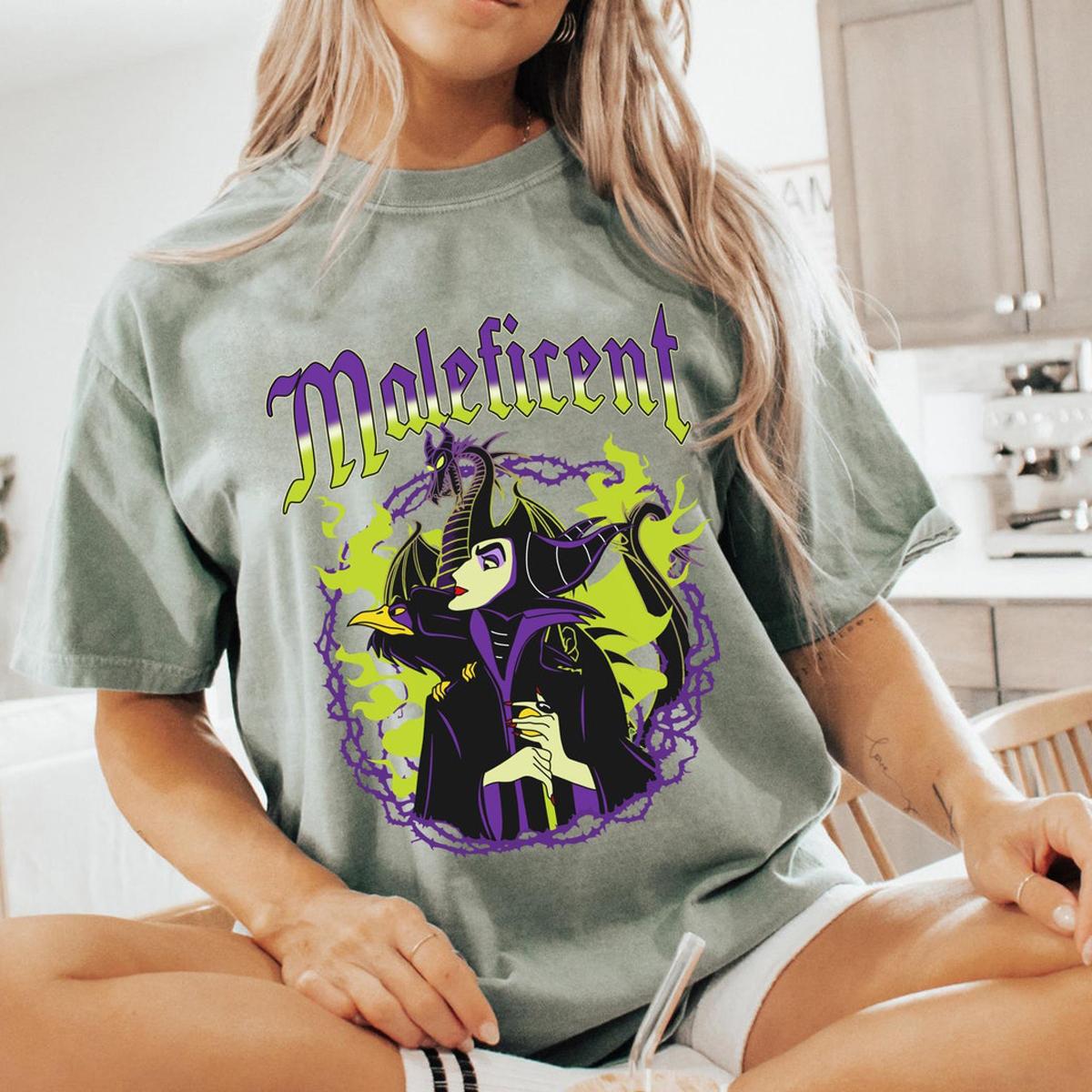 Maleficent Diablo Portrait Shirt Sleeping Beauty Villains Disney Washed Tee 5