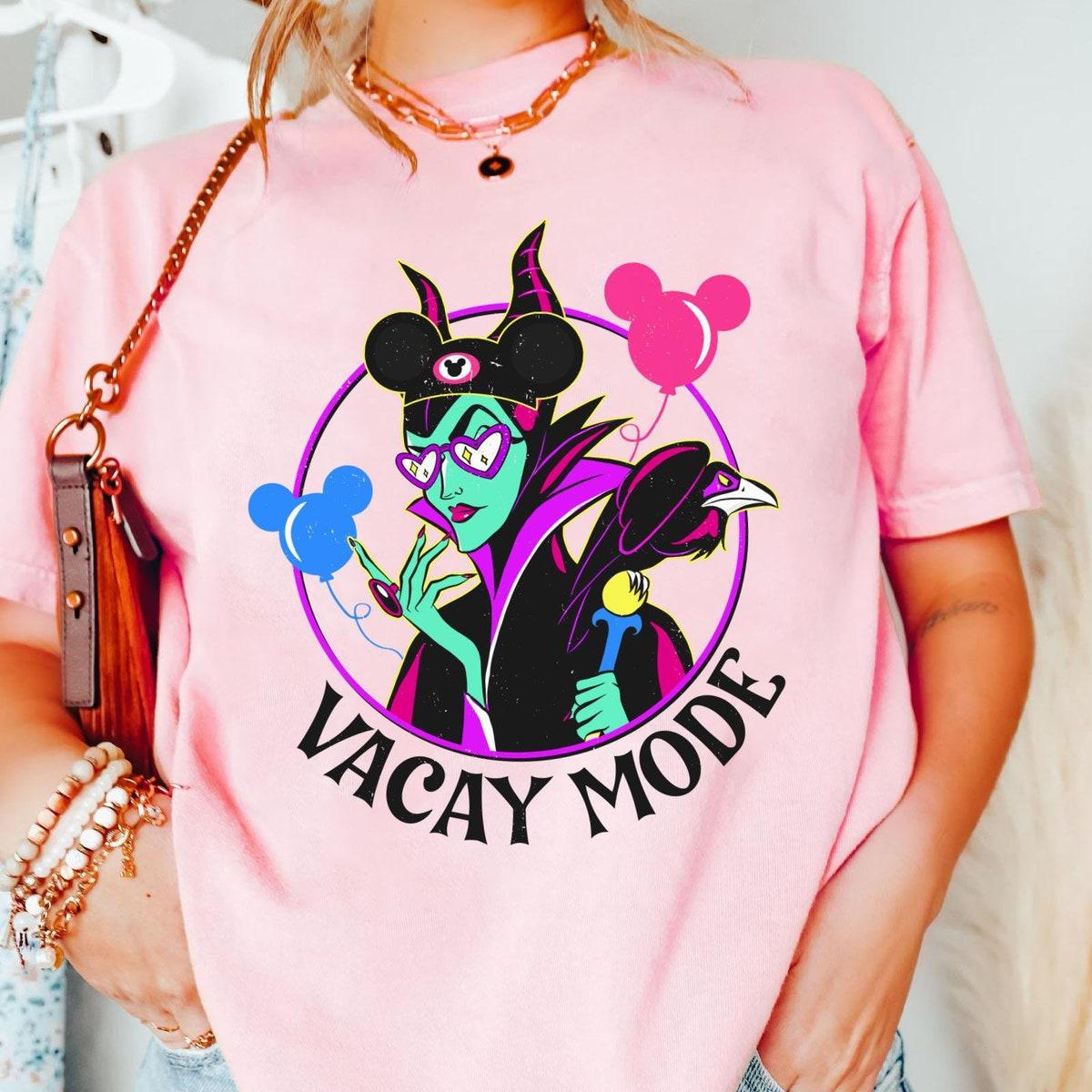 Maleficent Queen With Mickey Balloon Vacay Mode Shirt 2