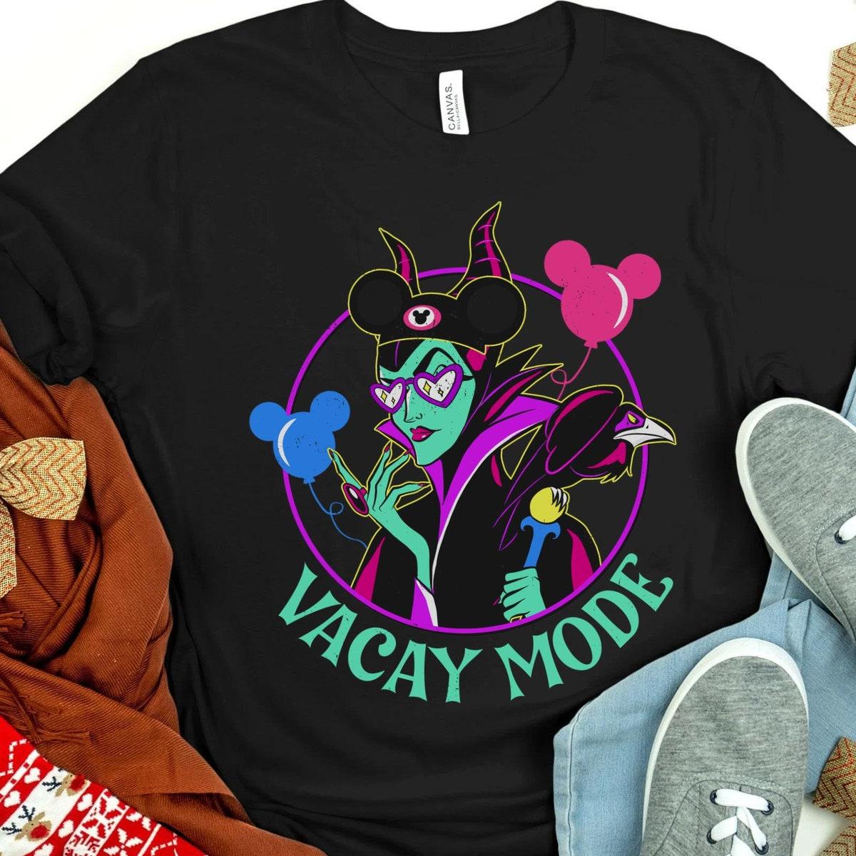 Maleficent Queen With Mickey Balloon Vacay Mode Shirt 3