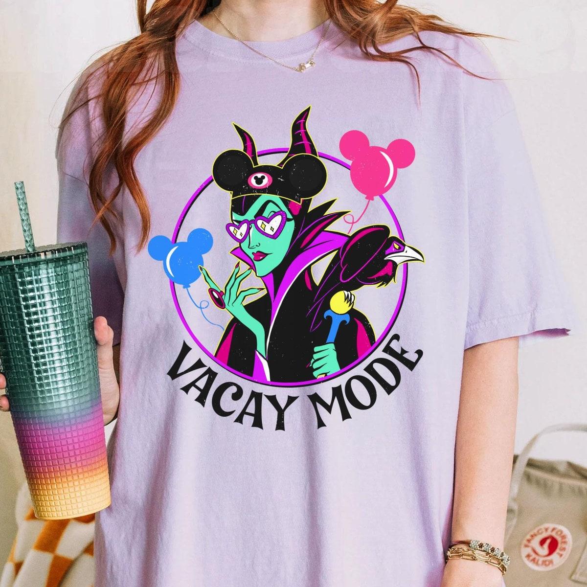 Maleficent Queen With Mickey Balloon Vacay Mode Shirt 4