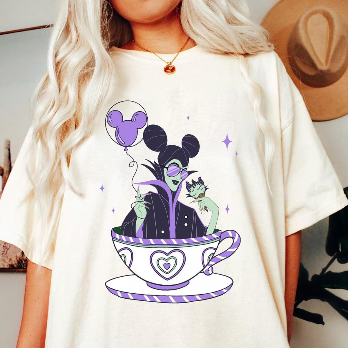 Maleficent Wears Mickey Ears Balloon Mad Tea Pary Shirt 1