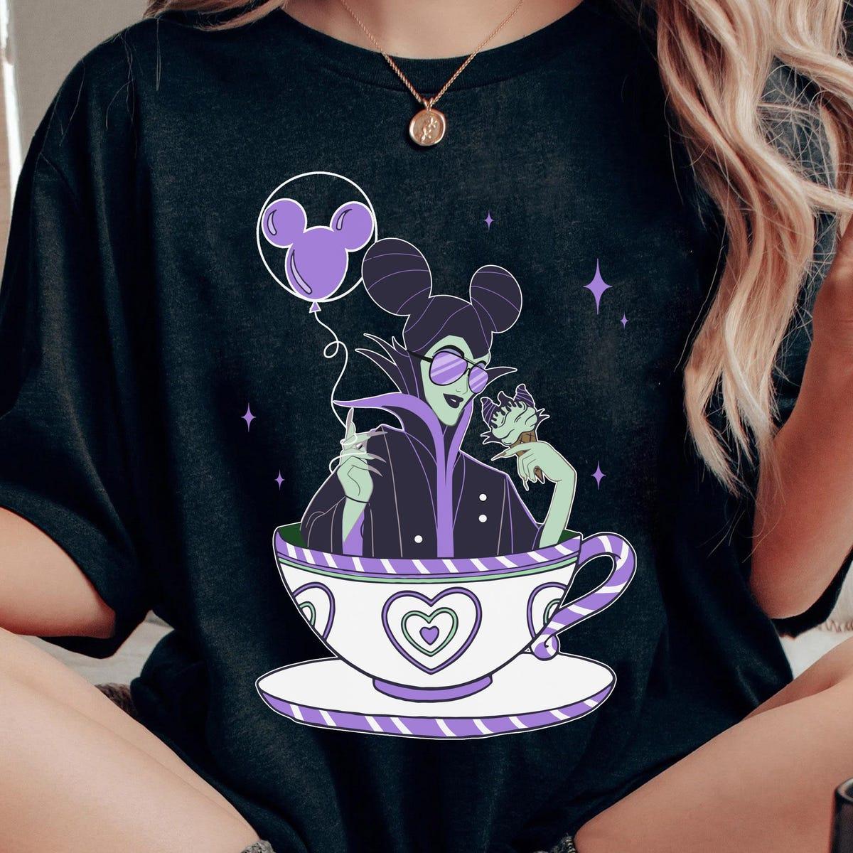 Maleficent Wears Mickey Ears Balloon Mad Tea Pary Shirt 2