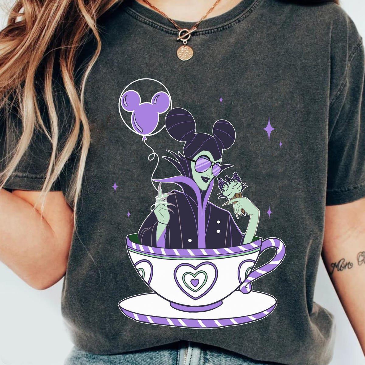 Maleficent Wears Mickey Ears Balloon Mad Tea Pary Shirt 4