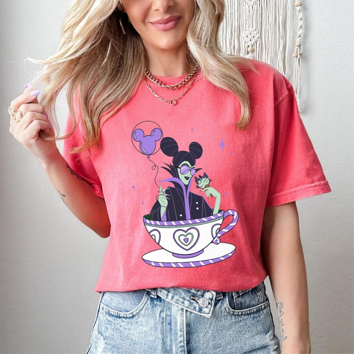 Maleficent Wears Mickey Ears Balloon Mad Tea Pary Shirt 5