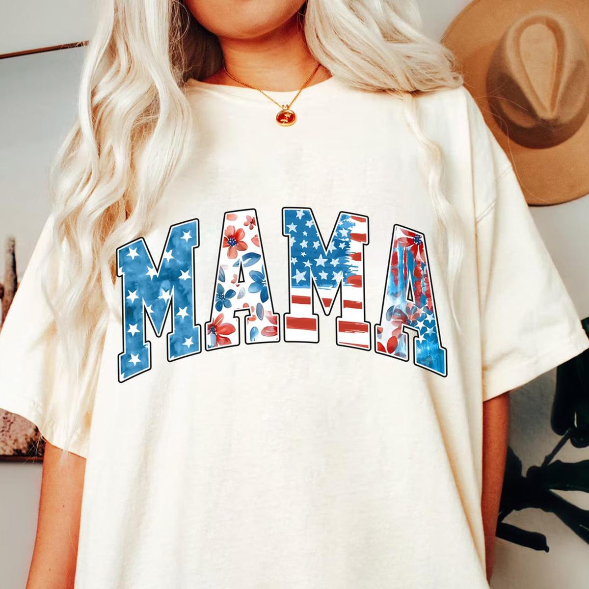 Mama And Dada Floral American Flag Matching Shirt 1