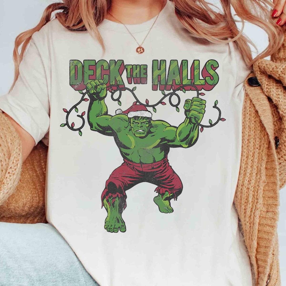 Marvel Christmas Hulk Deck The Halls Portrait Shirt 2