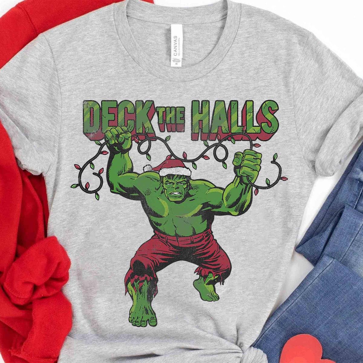 Marvel Christmas Hulk Deck The Halls Portrait Shirt 3