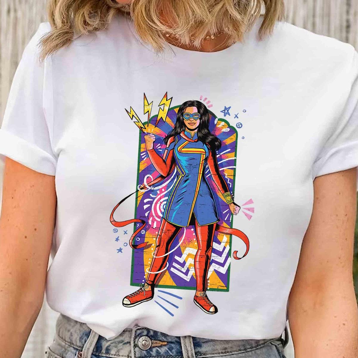 Marvel Ms Marvel Kamala Khan Mural Art Portrait Sketch Shirt 1