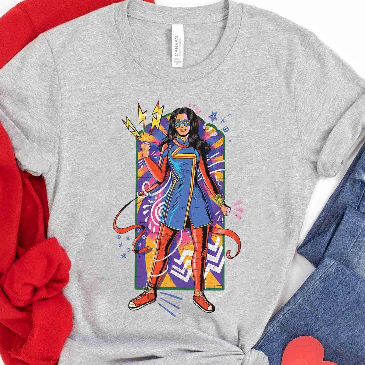 Marvel Ms Marvel Kamala Khan Mural Art Portrait Sketch Shirt 2