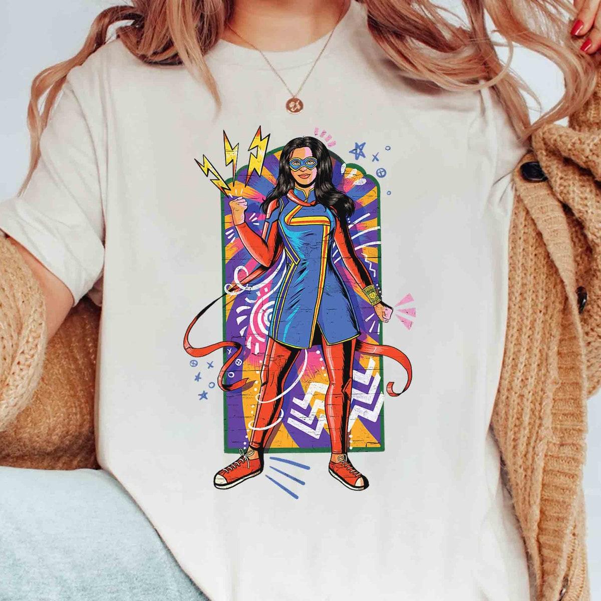 Marvel Ms Marvel Kamala Khan Mural Art Portrait Sketch Shirt 3