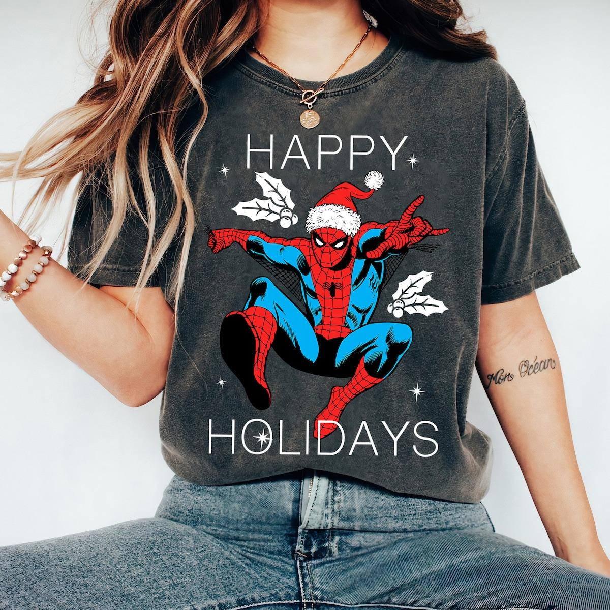 Marvel Spider man Happy Holidays Santa Christmas Shirt 1