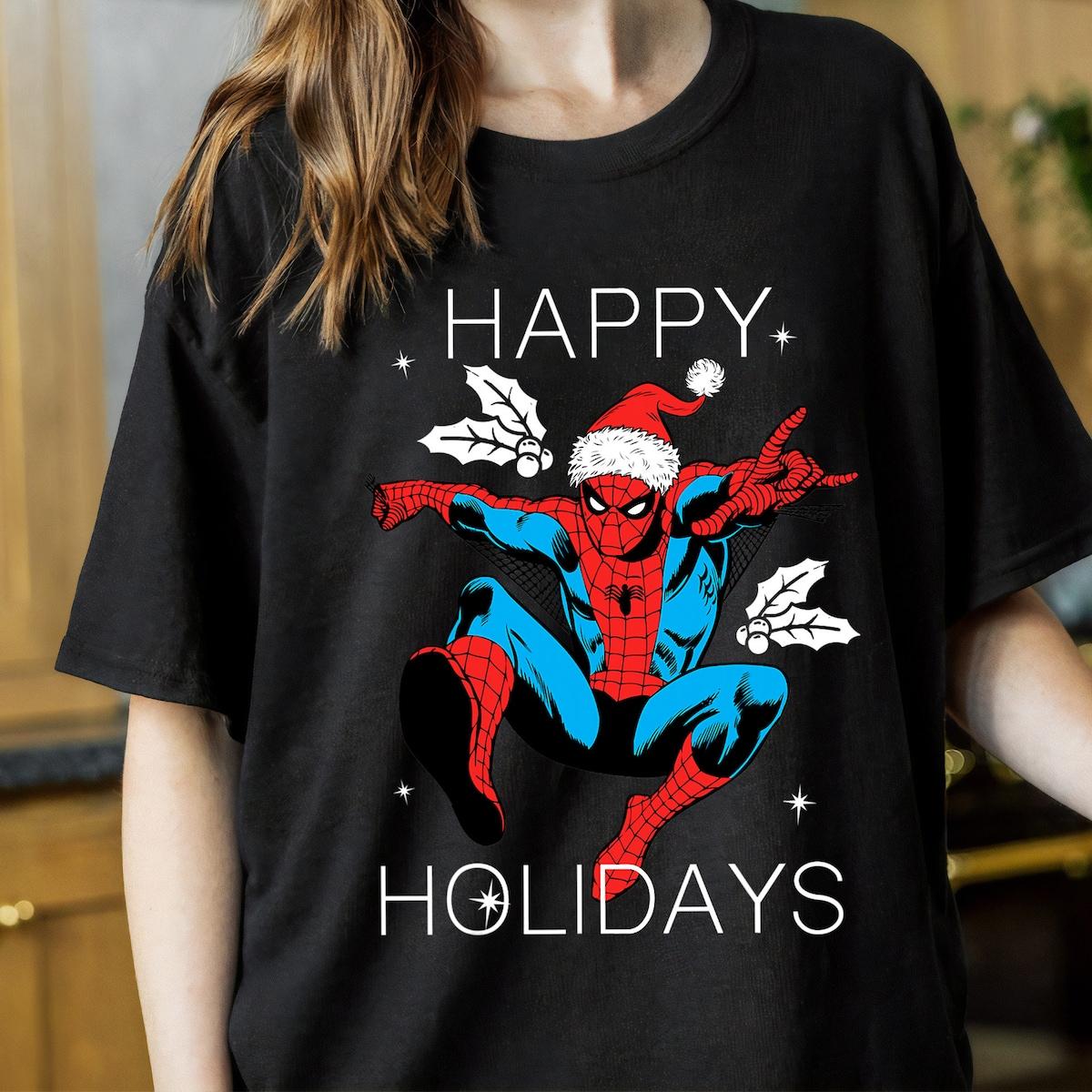 Marvel Spider man Happy Holidays Santa Christmas Shirt 2