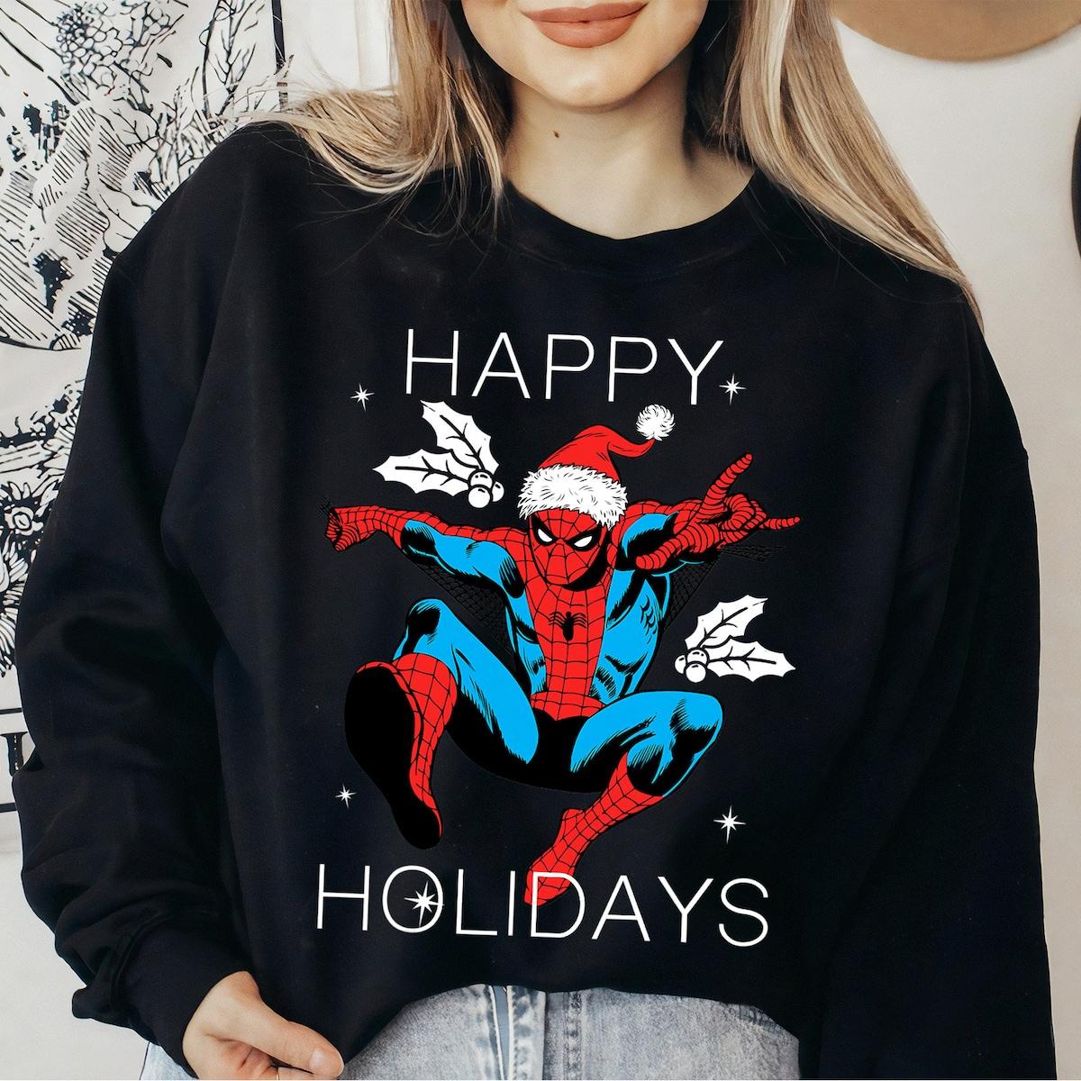 Marvel Spider man Happy Holidays Santa Christmas Shirt 3