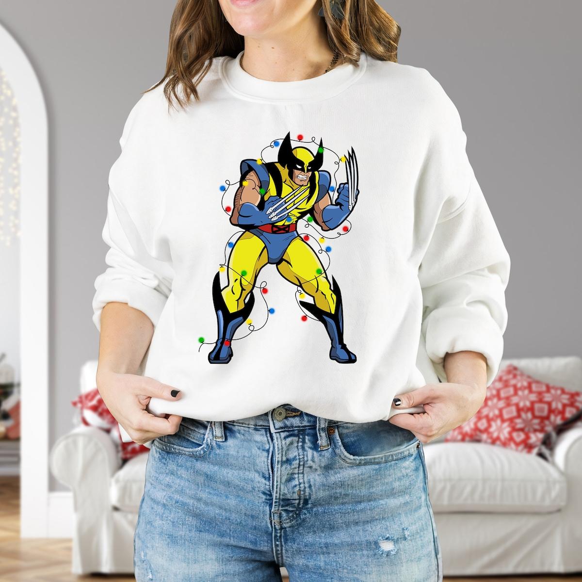 Marvel X men Wolverine Holiday Christmas Lights Shirt 3