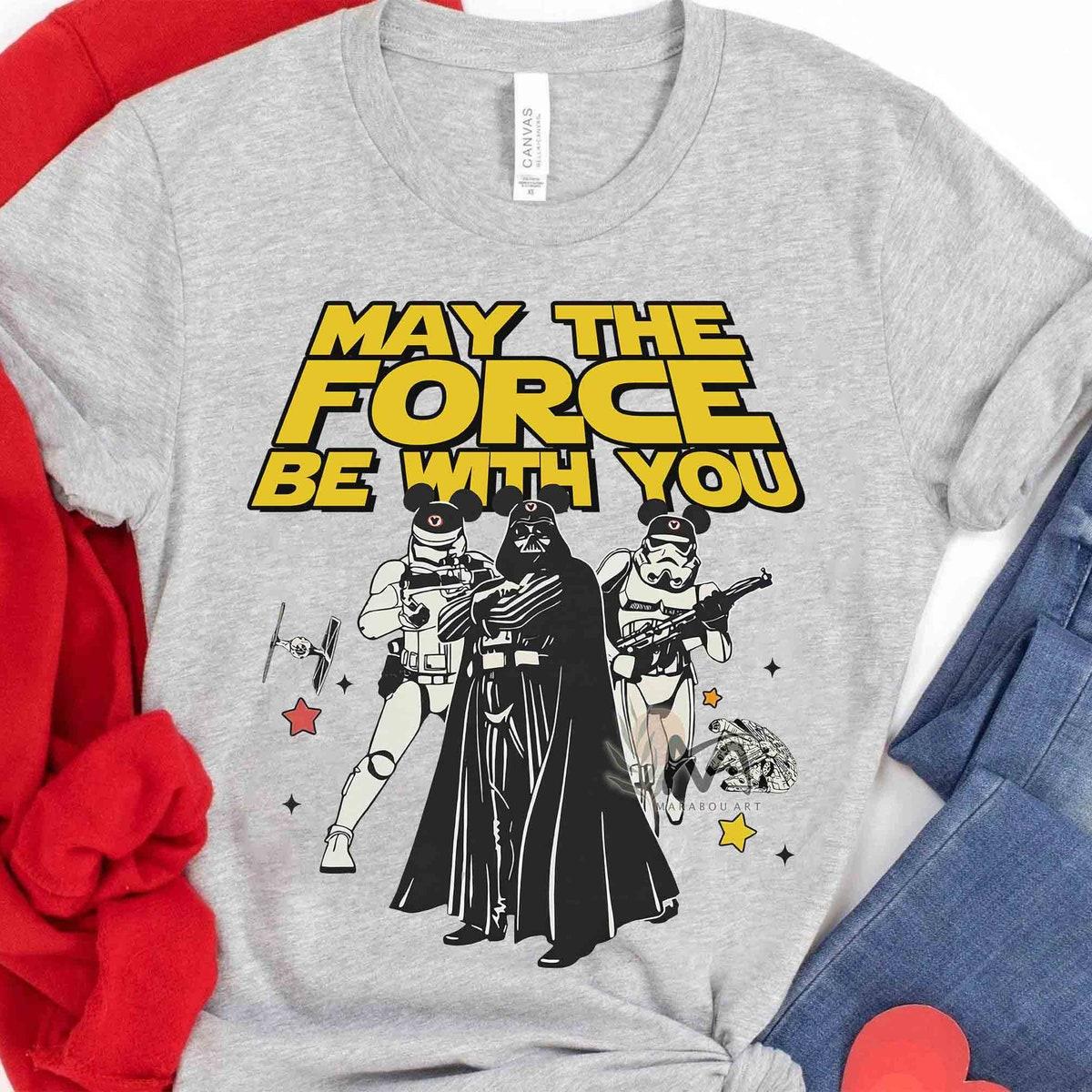 May The Force Be With You Darth Vader And Stormtrooper Mickey Ears Shirt 3