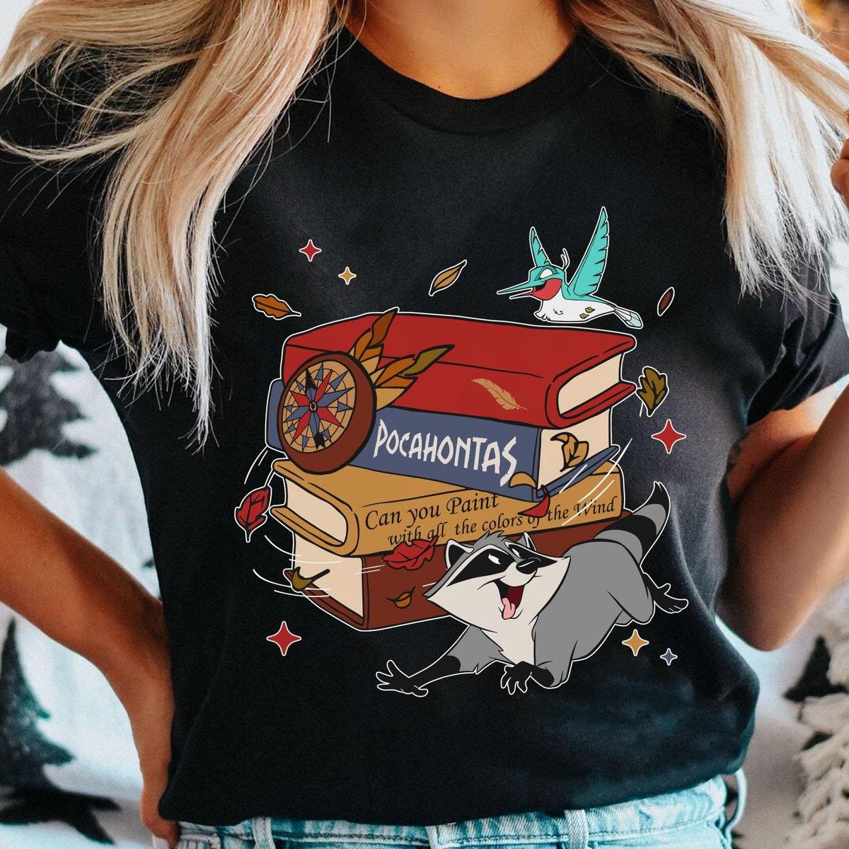 Meeko Raccoon And Flit With Books Pocahontas Shirt 1