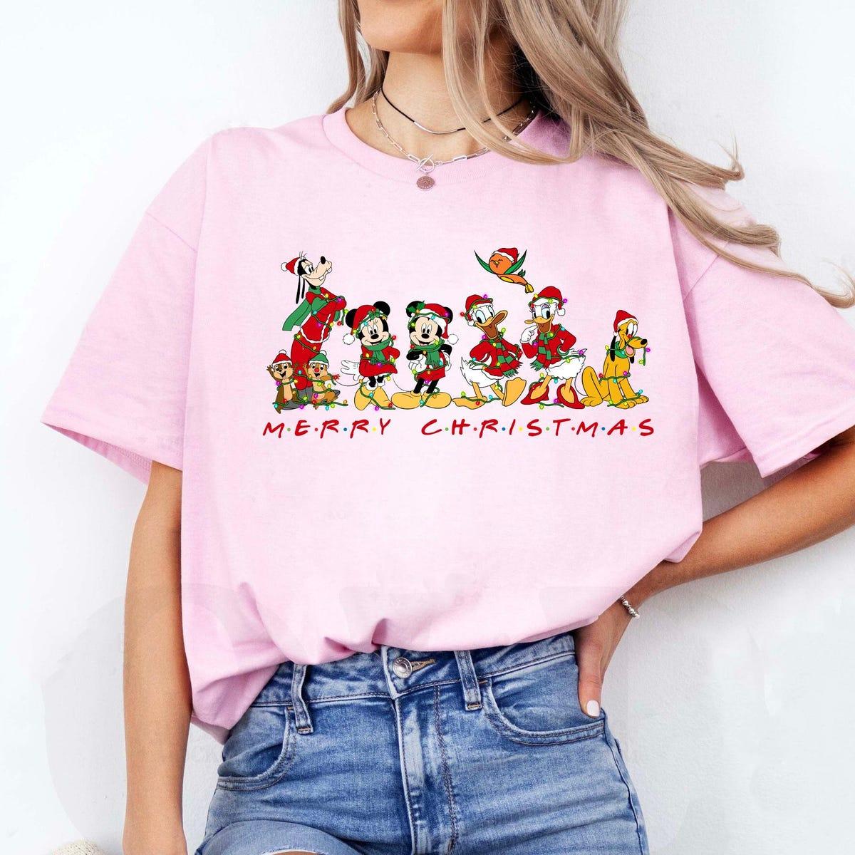 Merry Christmas Mickey And Friends Group Christmas Light Shirt 1