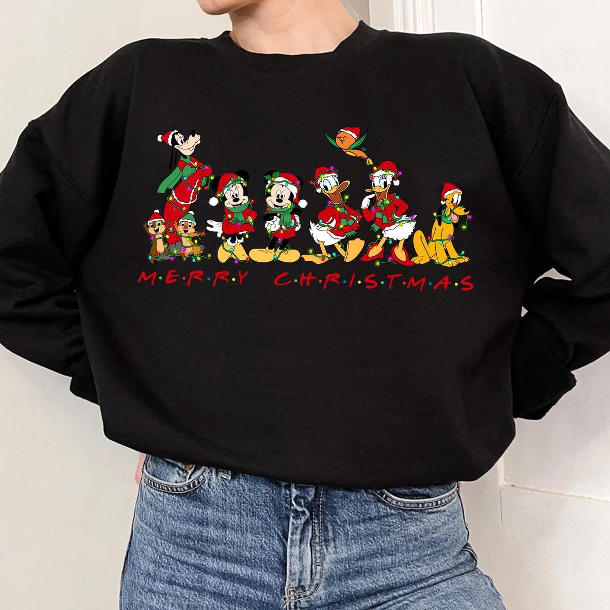 Merry Christmas Mickey And Friends Group Christmas Light Shirt 2