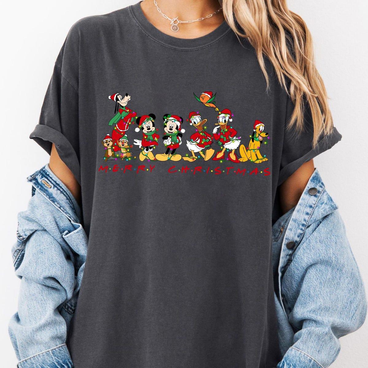 Merry Christmas Mickey And Friends Group Christmas Light Shirt 3