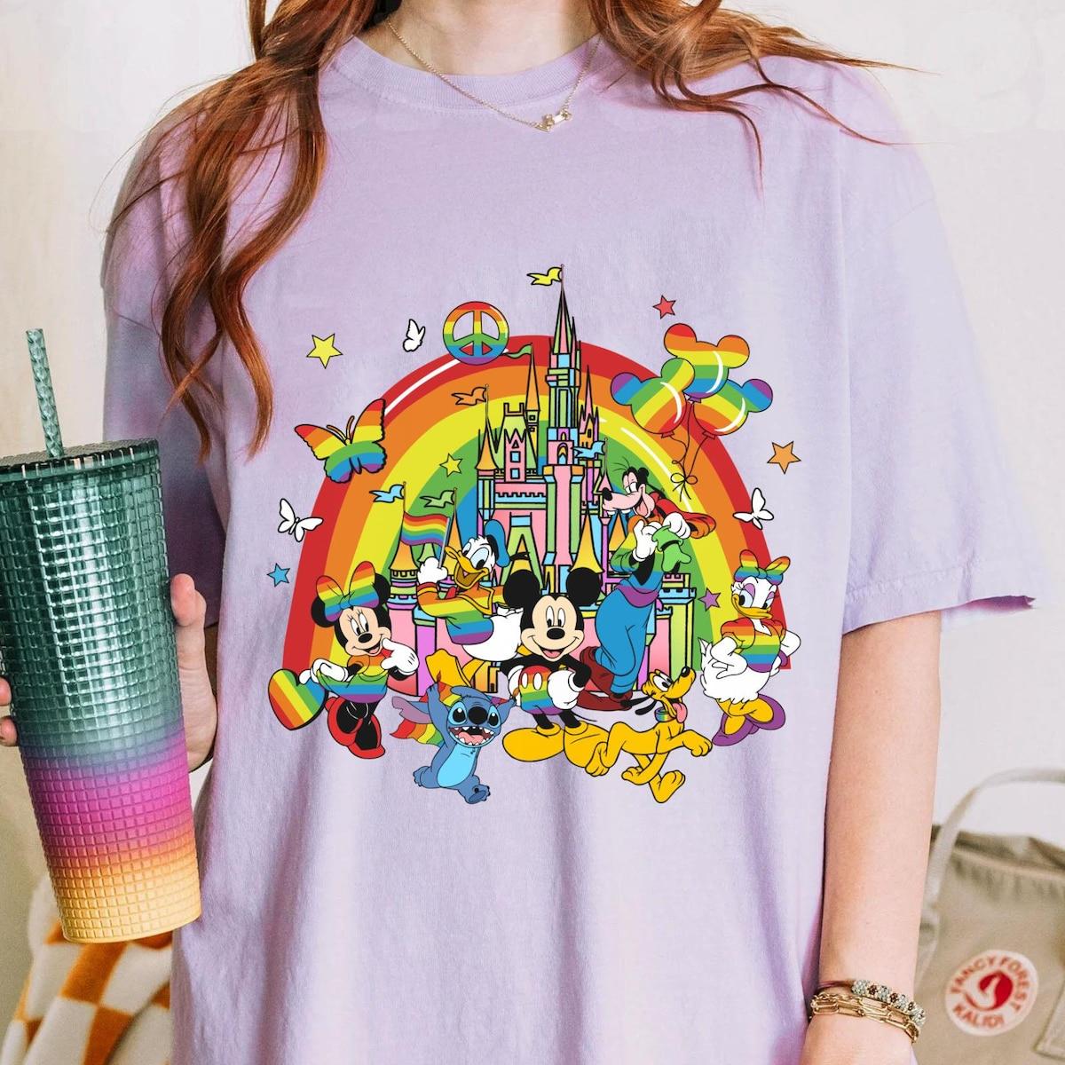 Mickey And Friends Disney Lgbt Rainbow Castle Shirt 1