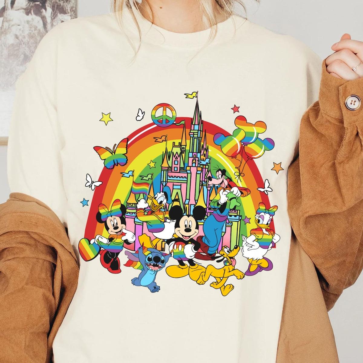 Mickey And Friends Disney Lgbt Rainbow Castle Shirt 3