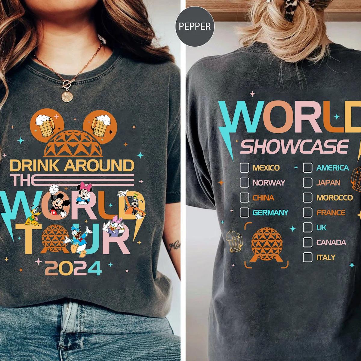 Mickey And Friends Epcot Drink Around The World Tour 2024 Shirt 1