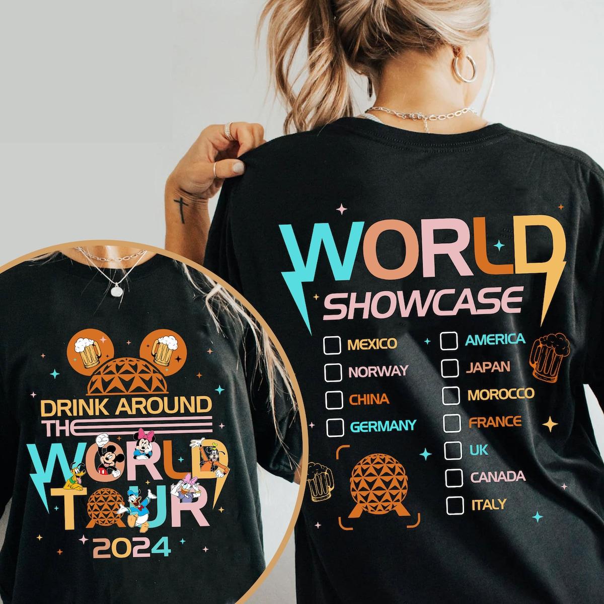 Mickey And Friends Epcot Drink Around The World Tour 2024 Shirt 2