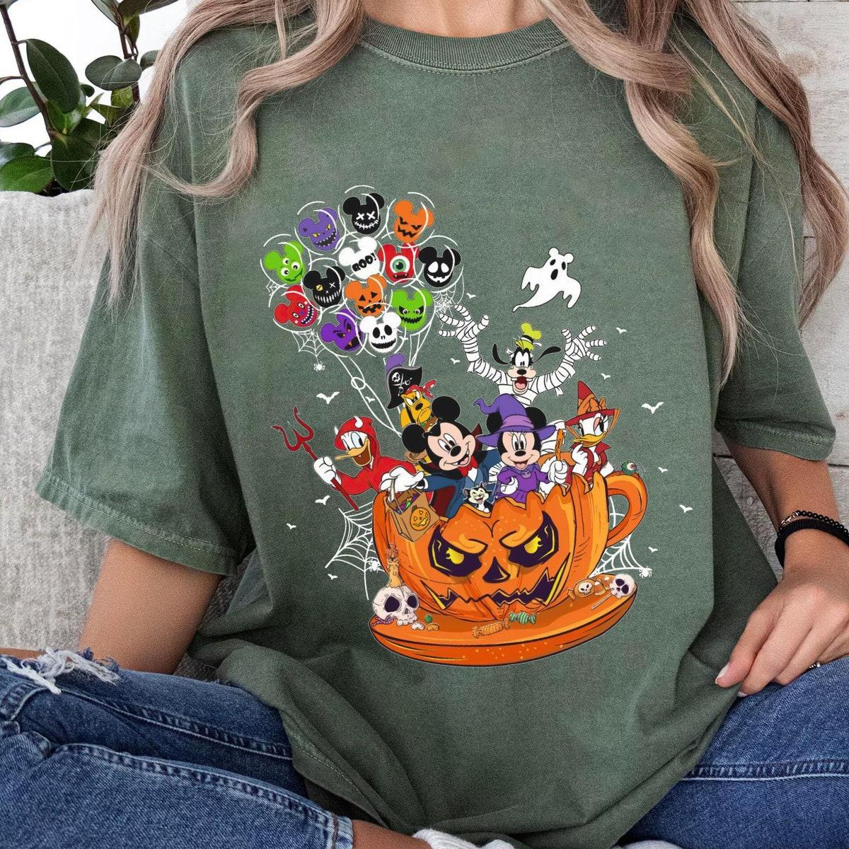 Mickey And Friends Pumpkin Tea Cup Halloween Mickey Balloons Shirt 6