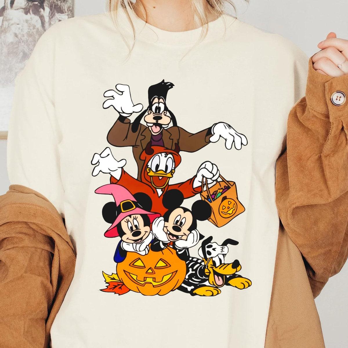 Mickey And Friends Skeleton Pumpkin Witch Shirt 1