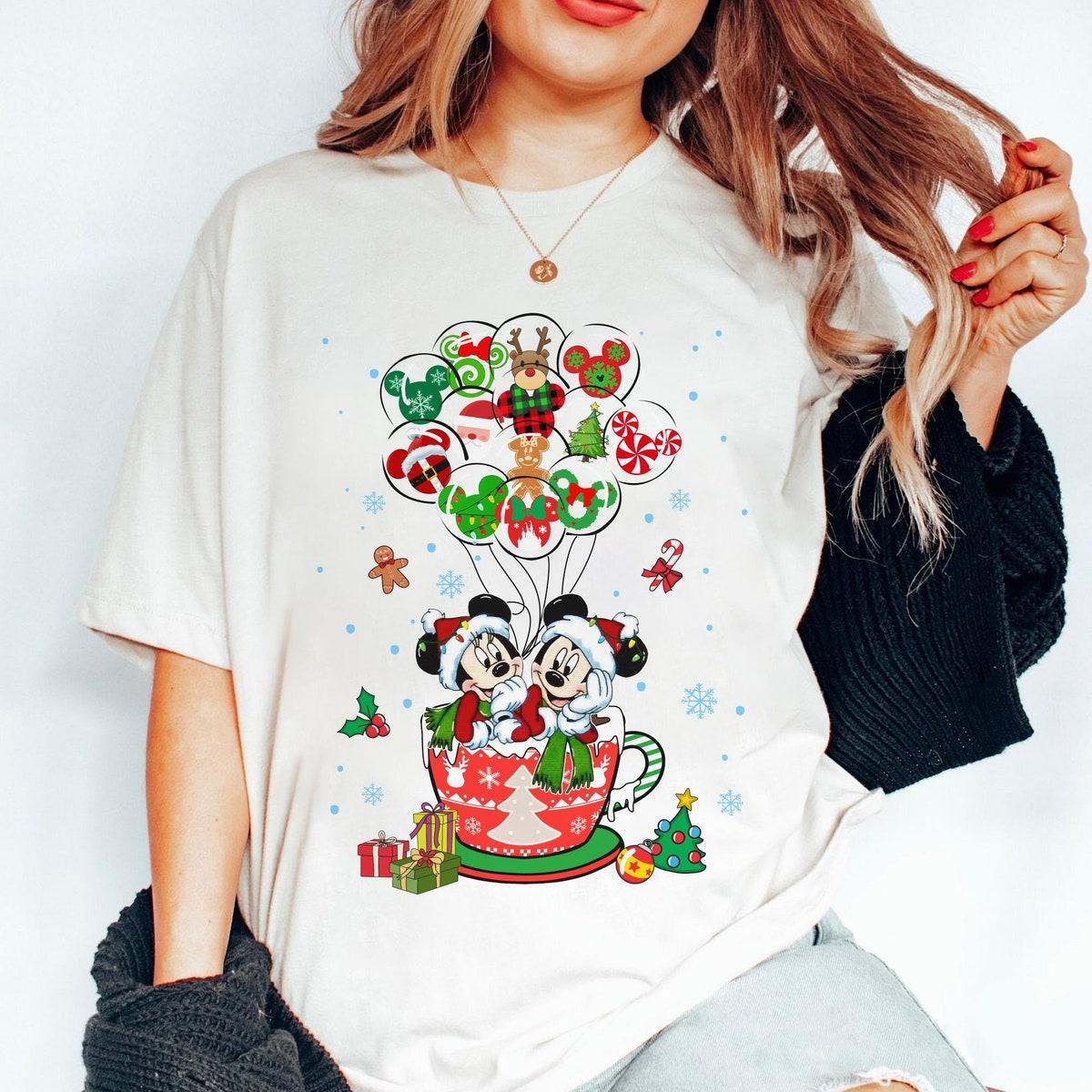 Mickey And Minnie Christmas Disney Cocoa Balloon Shirt 2