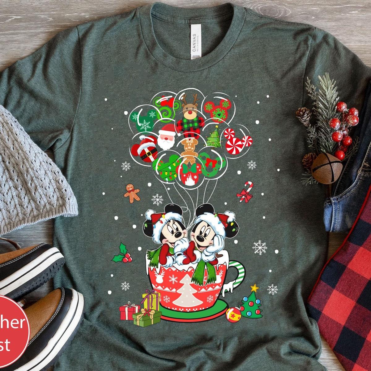 Mickey And Minnie Christmas Disney Cocoa Balloon Shirt 6